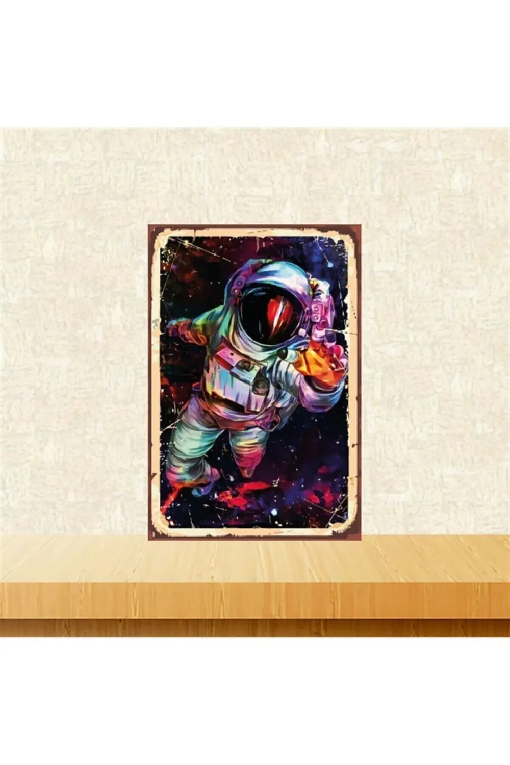 Uçan Astronot 20-30 Cm Retro Ahşap Tablo Tkfx5302