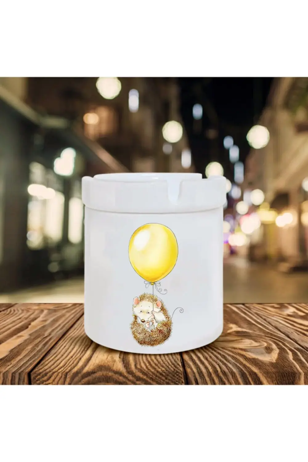 Uçan Balon Ve Kirpi Temalı Seramik Küllük