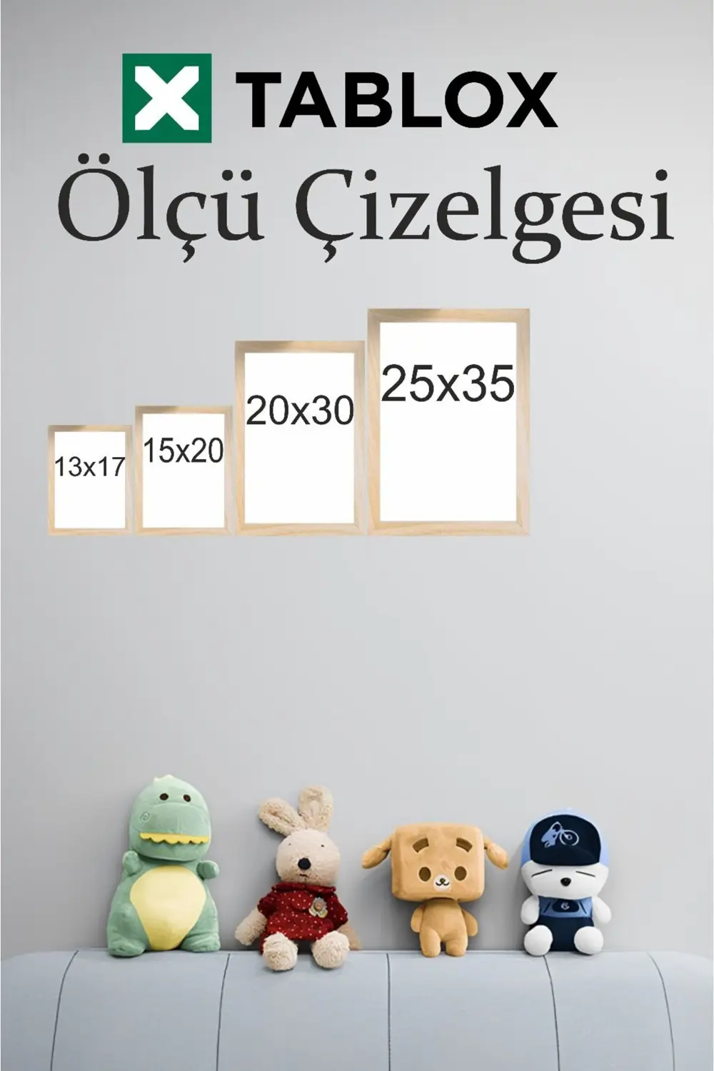 Uçan Balonlar İçerisinde Sevimli Hayvanlar 3'lü Çerçeve Görünümlü