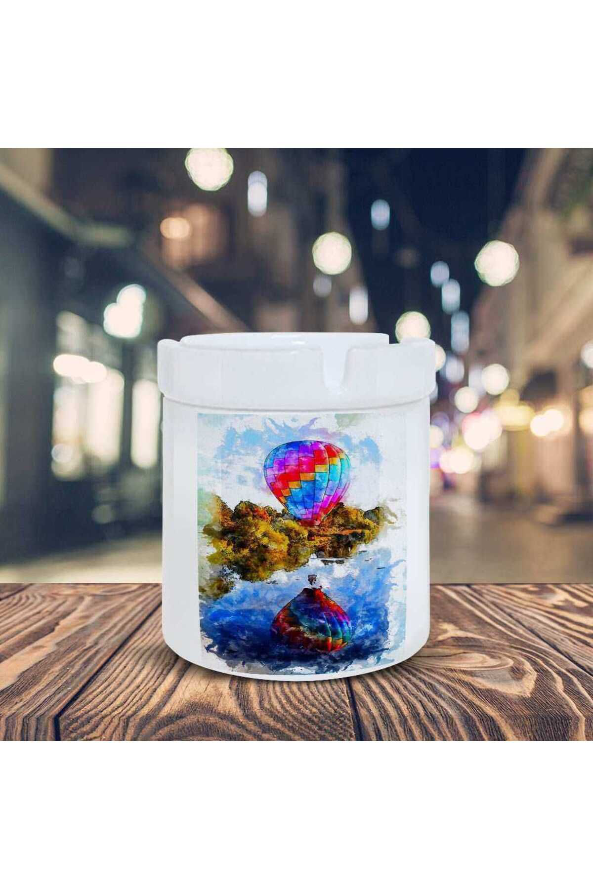 Asilmeydan Uçan Renkli Hava Balonu Baskılı Küllük Kül Tablası-3675549