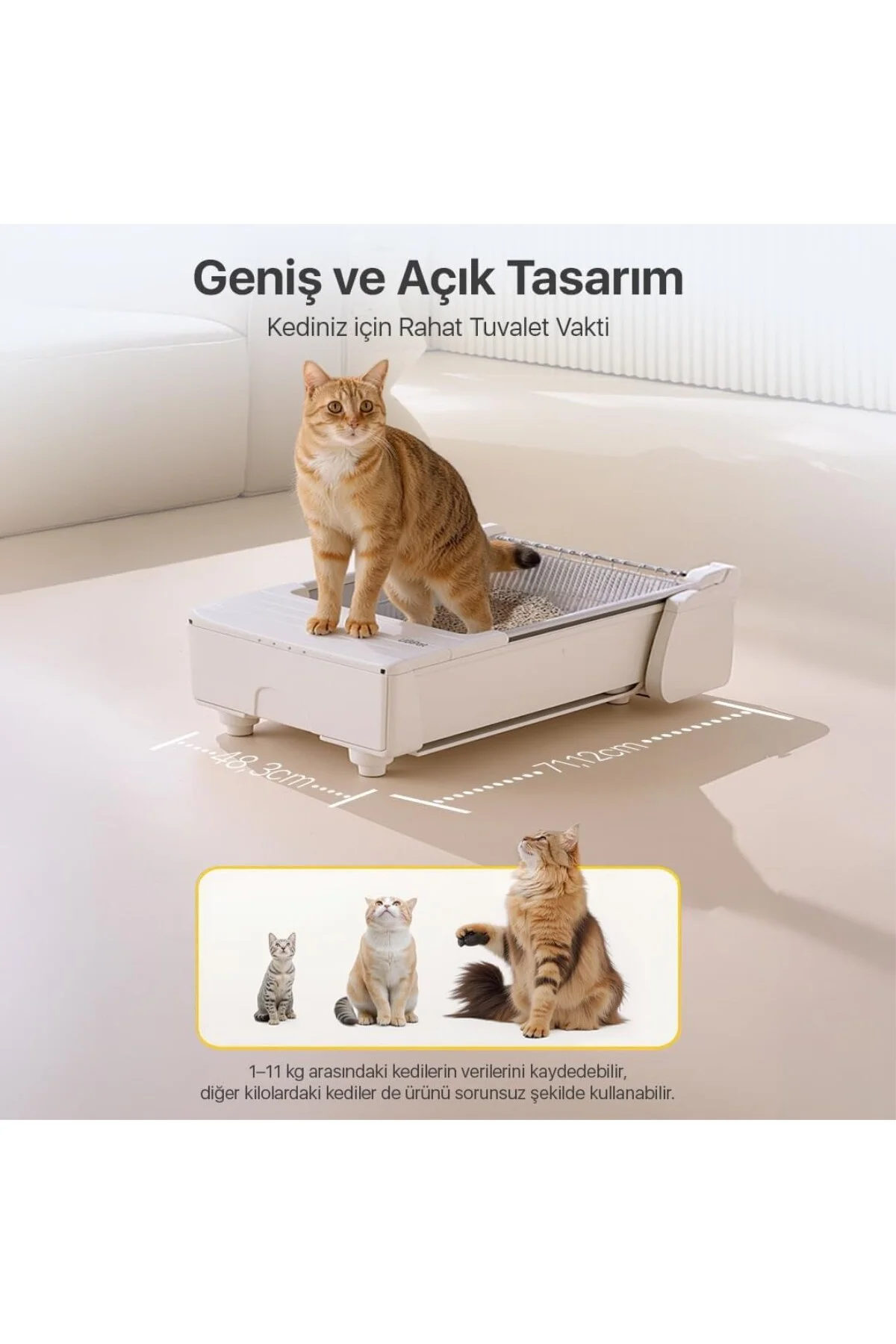 UCAT C31 Açık Tasarımlı Akıllı Otomatik Kedi Tuvaleti | Mobil Uyg