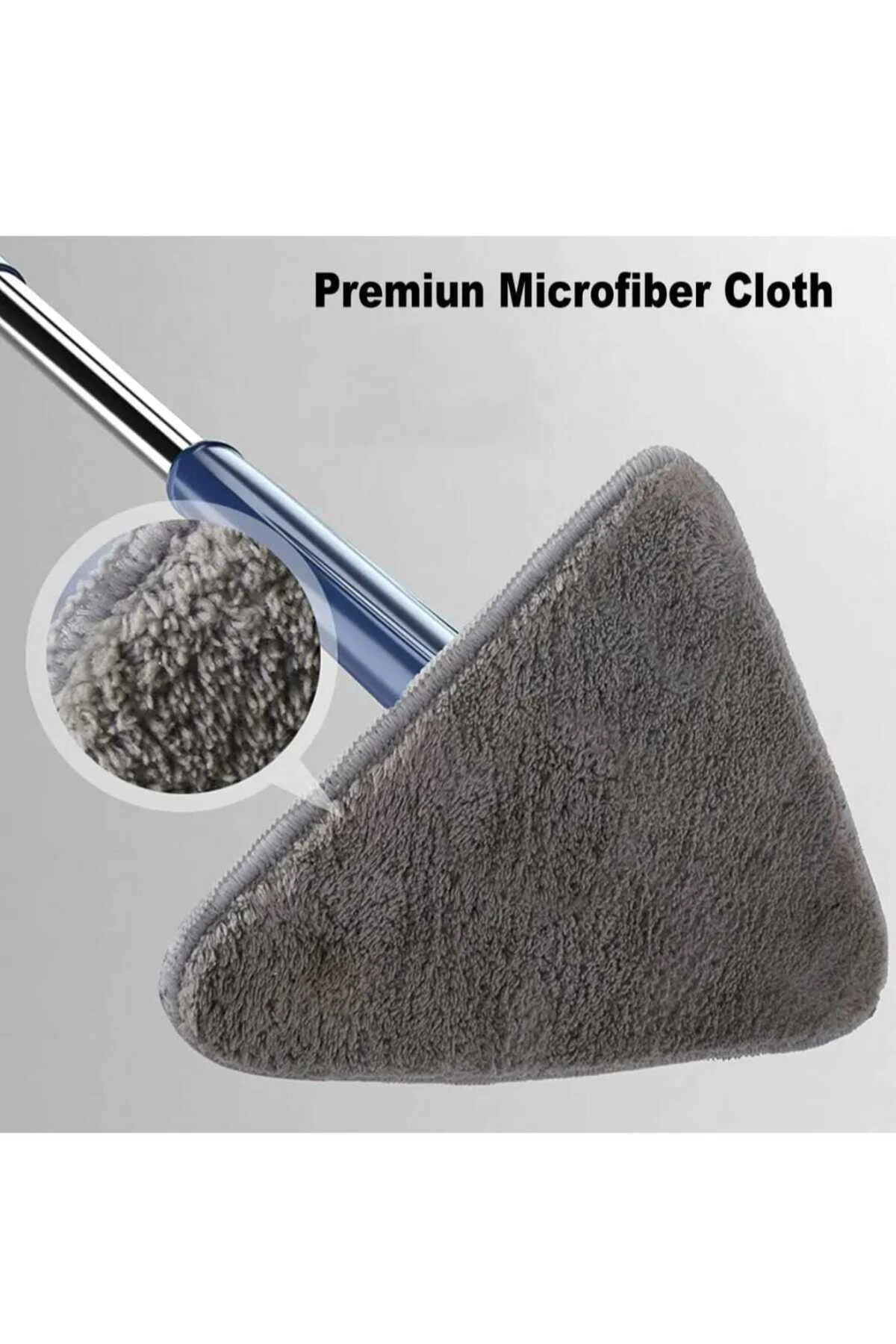 Üçgen Başlıklı Kendinden Sıkmalı Mop – Mikrofiber Bezli, Cam, Duvar, Parke Için