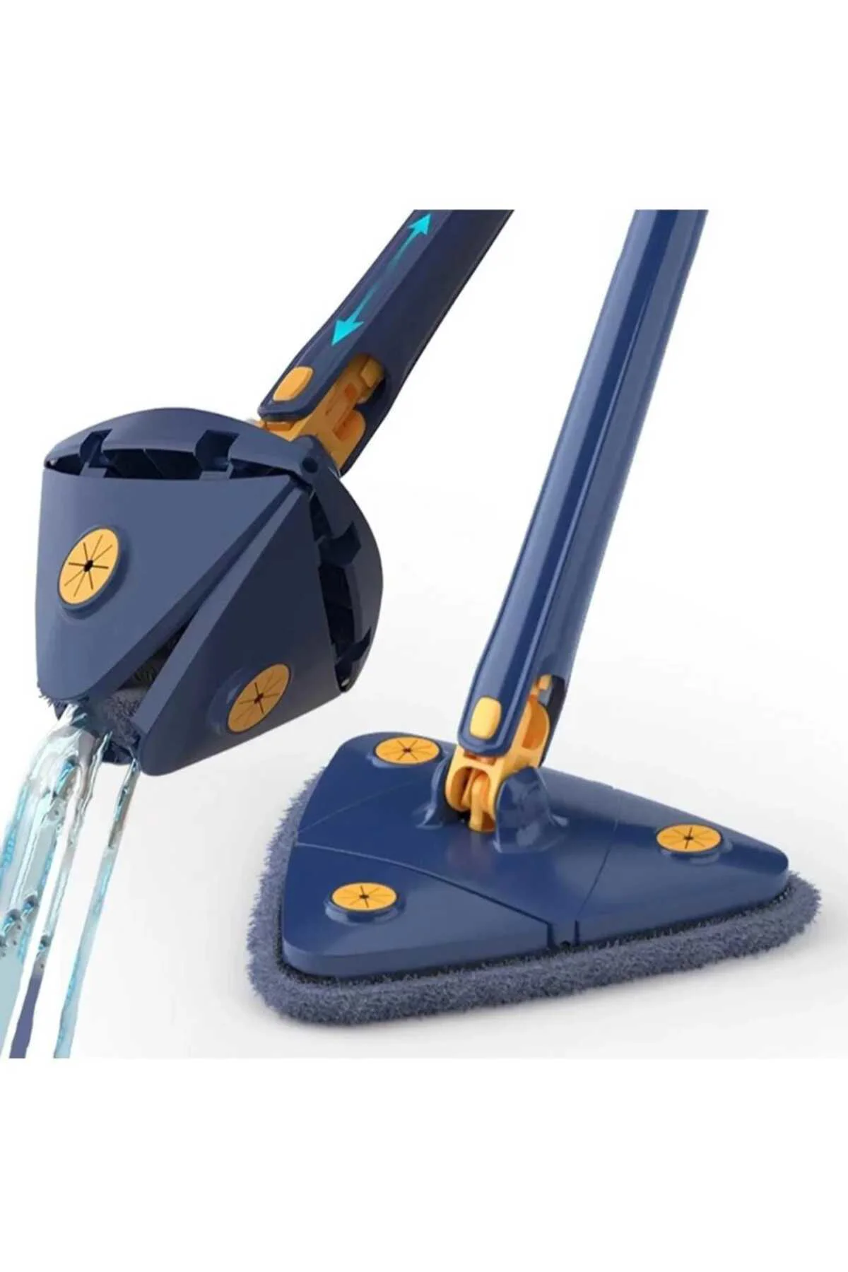 Üçgen Başlıklı Kendinden Sıkmalı Mop – Mikrofiber Bezli, Cam, Duvar, Parke Için
