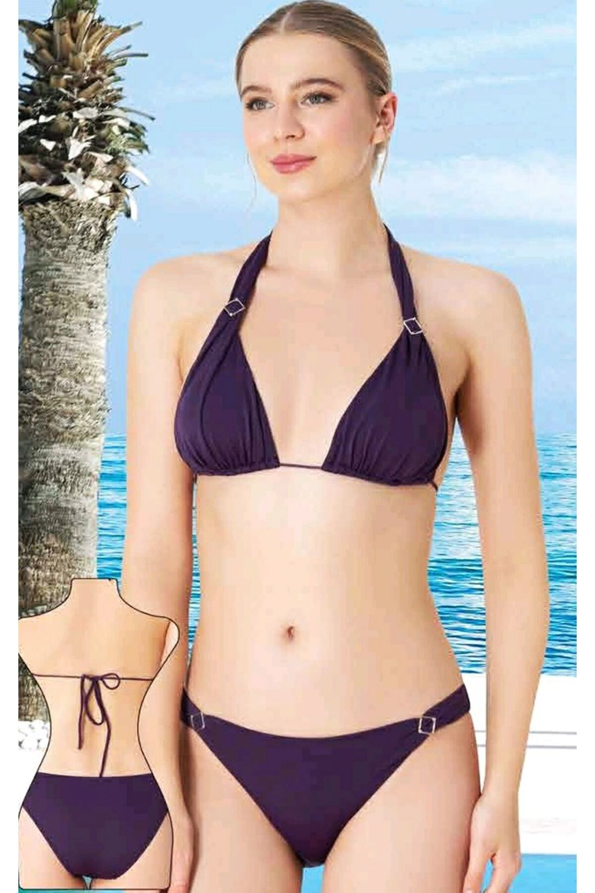 Sunsurf Üçgen Bikini Takimi Mor