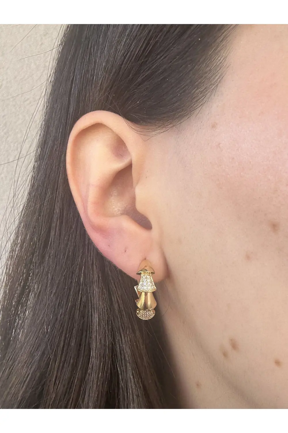 Atelier Emine Üçgen Dizisi Çelik Küpe