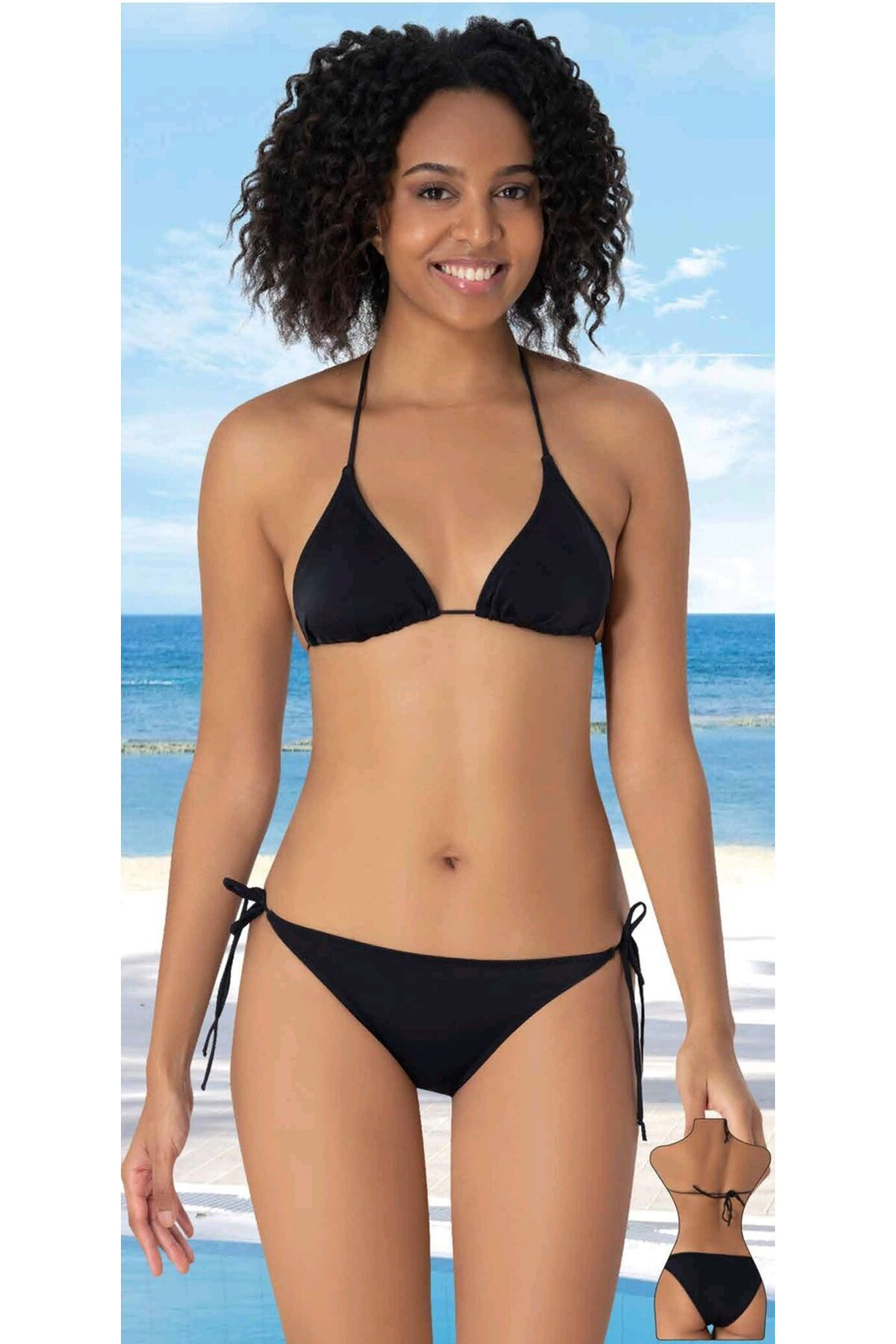 Sunsurf Üçgen İpli Bikini Takimi Siyah