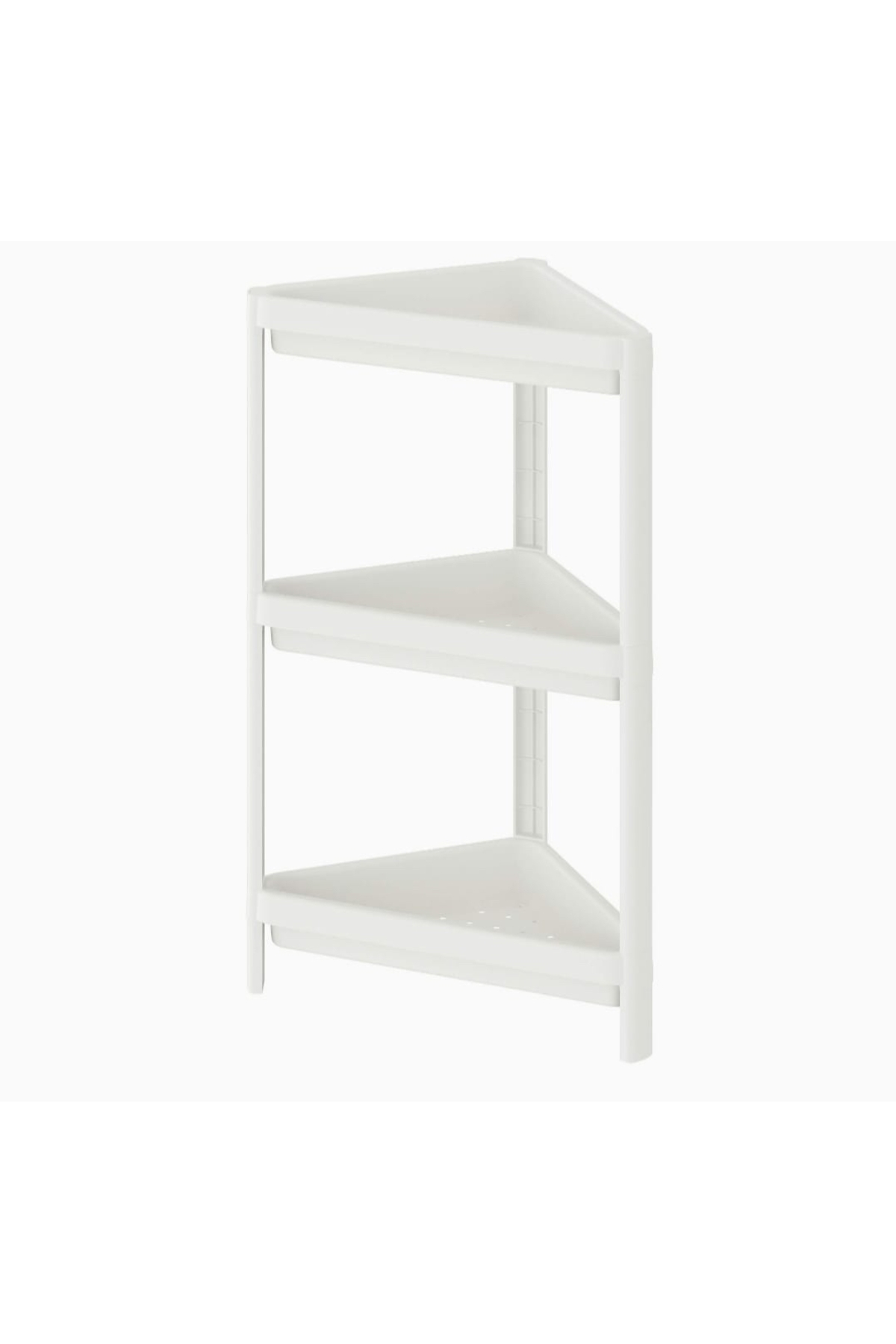 Carpekitchen Üçgen Köşelik 3 Katlı Beyaz Bölmeli Raf Ünitesi