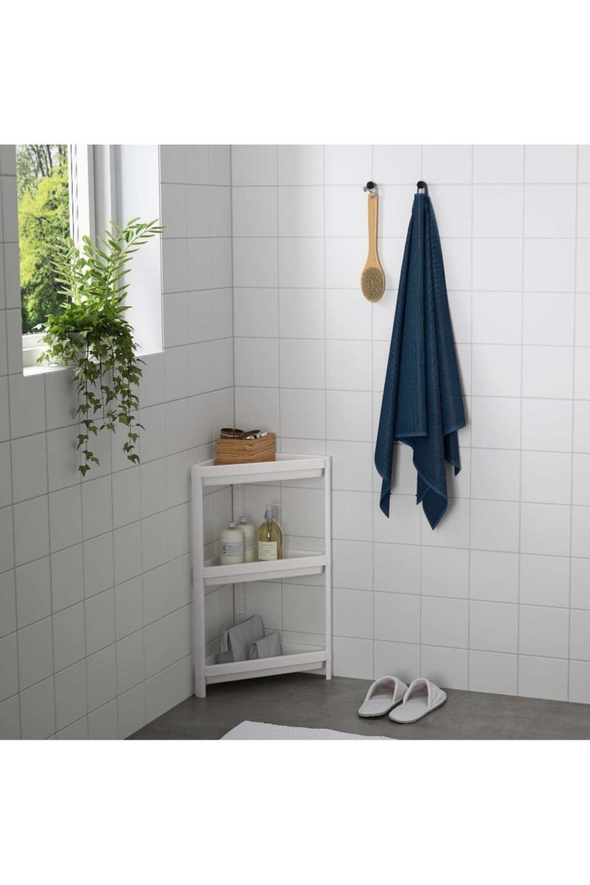 Carpekitchen Üçgen Köşelik 3 Katlı Beyaz Bölmeli Raf Ünitesi