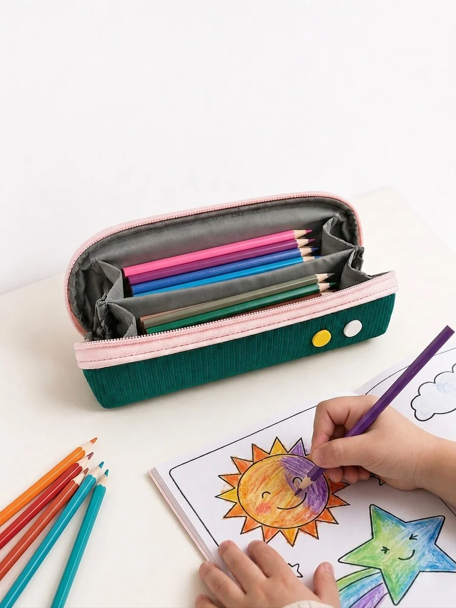 Üçgen Pastel Renkli Geniş Kapasiteli Kalem Kutusu Tek Bölmeli Kal