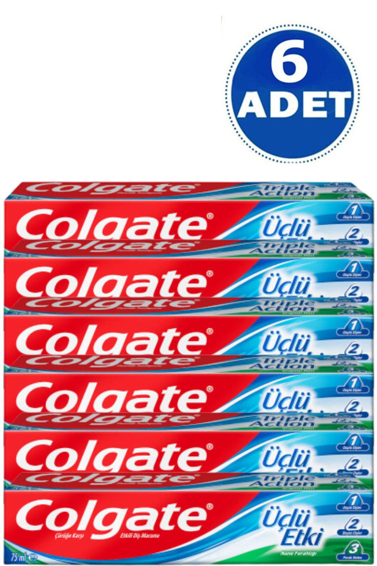 Colgate Üçlü Etki Çürüklere Karşi Koruma Diş Macunu 75 Ml 6 Adet