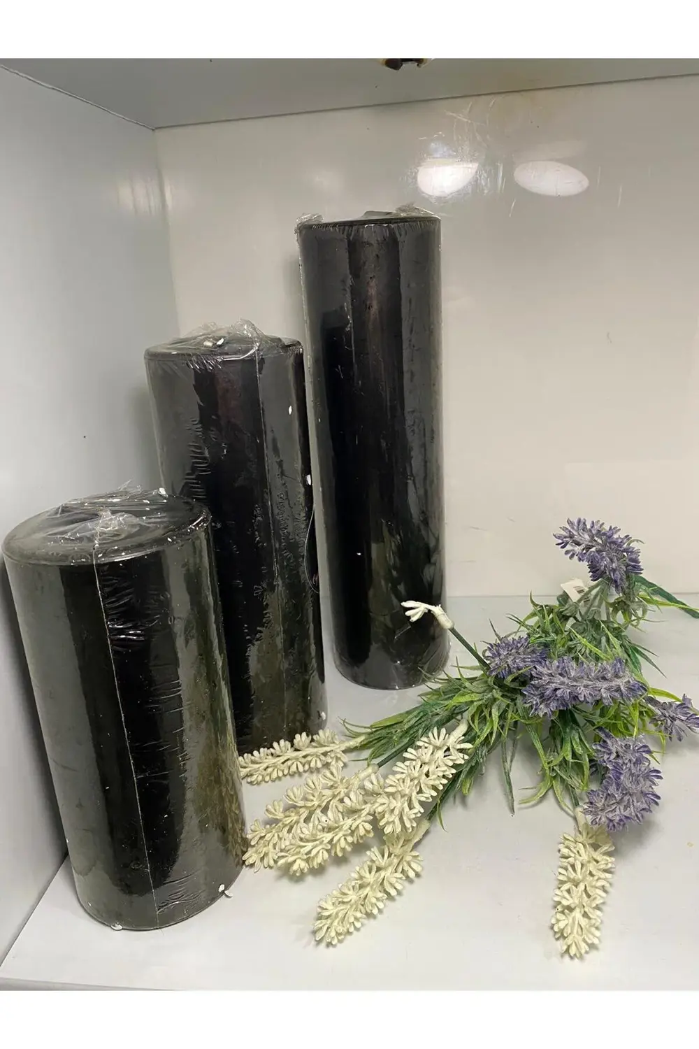 Üçlü Kütük Mum Siyah