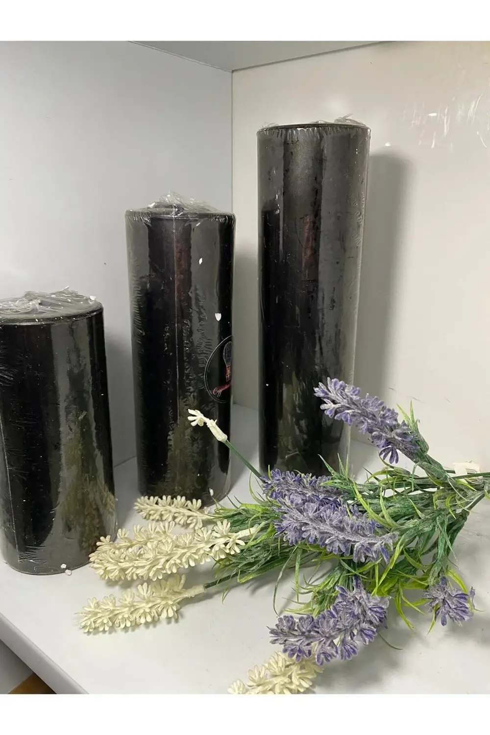 Üçlü Kütük Mum Siyah