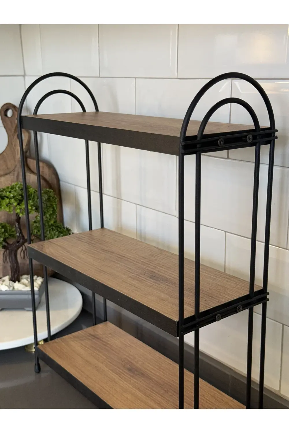 ÜÇLÜ OVAL RAF Mutfak Raf ÇAM Tezgah Üstü Raf Kahve Köşesi Raf Ban