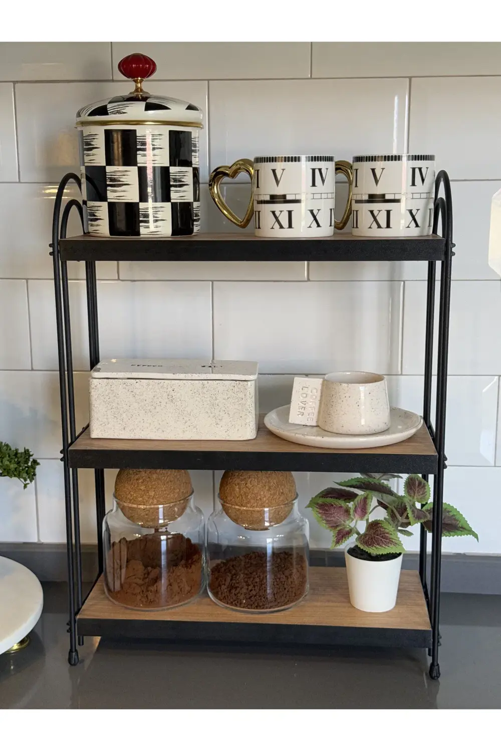 ÜÇLÜ OVAL RAF Mutfak Raf ÇAM Tezgah Üstü Raf Kahve Köşesi Raf Ban