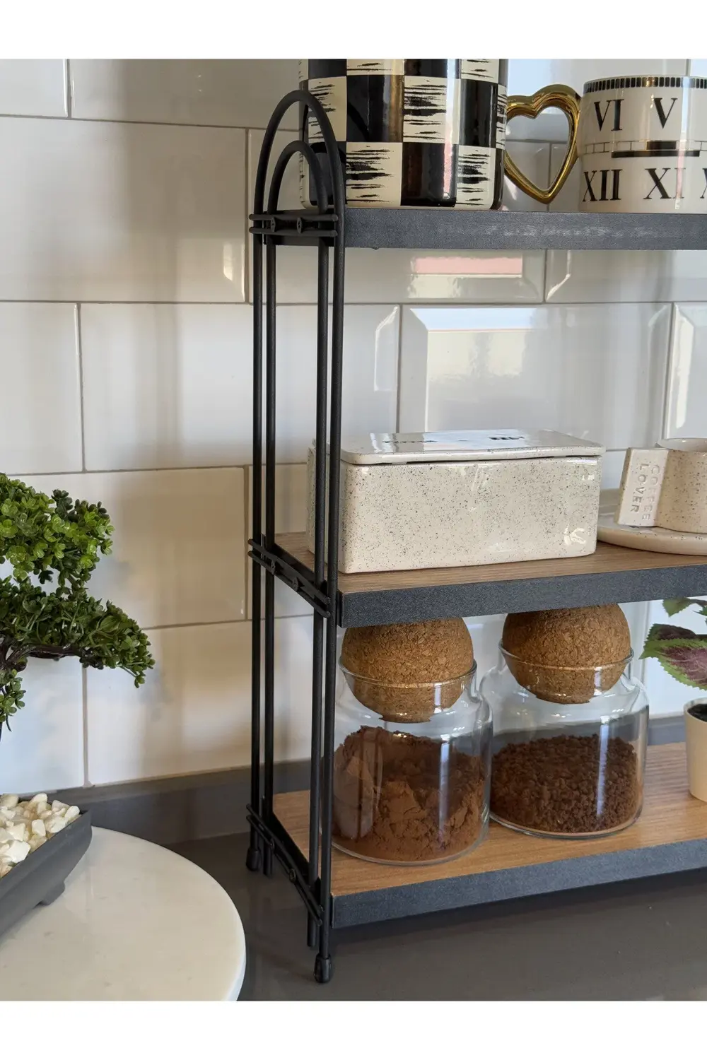 ÜÇLÜ OVAL RAF Mutfak Raf ÇAM Tezgah Üstü Raf Kahve Köşesi Raf Ban