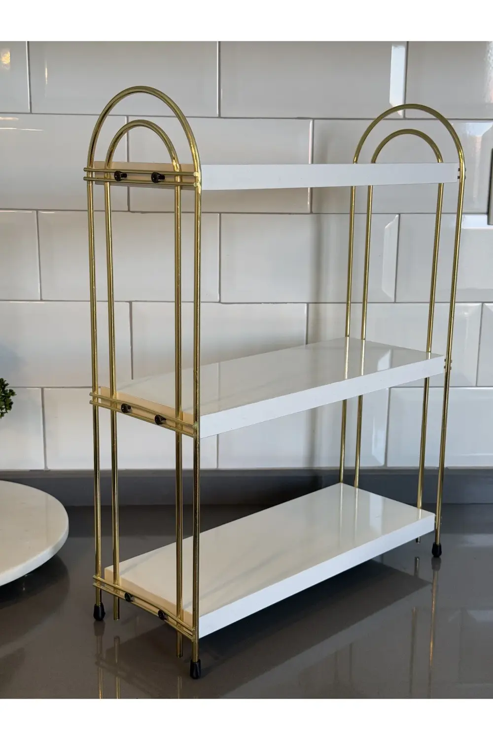 ÜÇLÜ OVAL RAF Mutfak Raf GOLD Tezgah Üstü Raf Kahve Köşesi Raf Ba