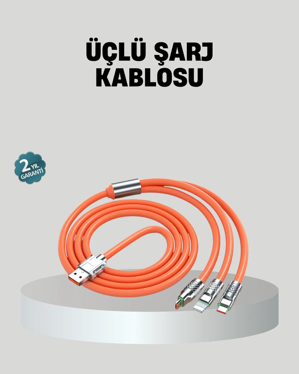 Üçlü Şarj Kablosu Yüksek Hızlı, Dayanıklı Ve Uzun Ömürlü