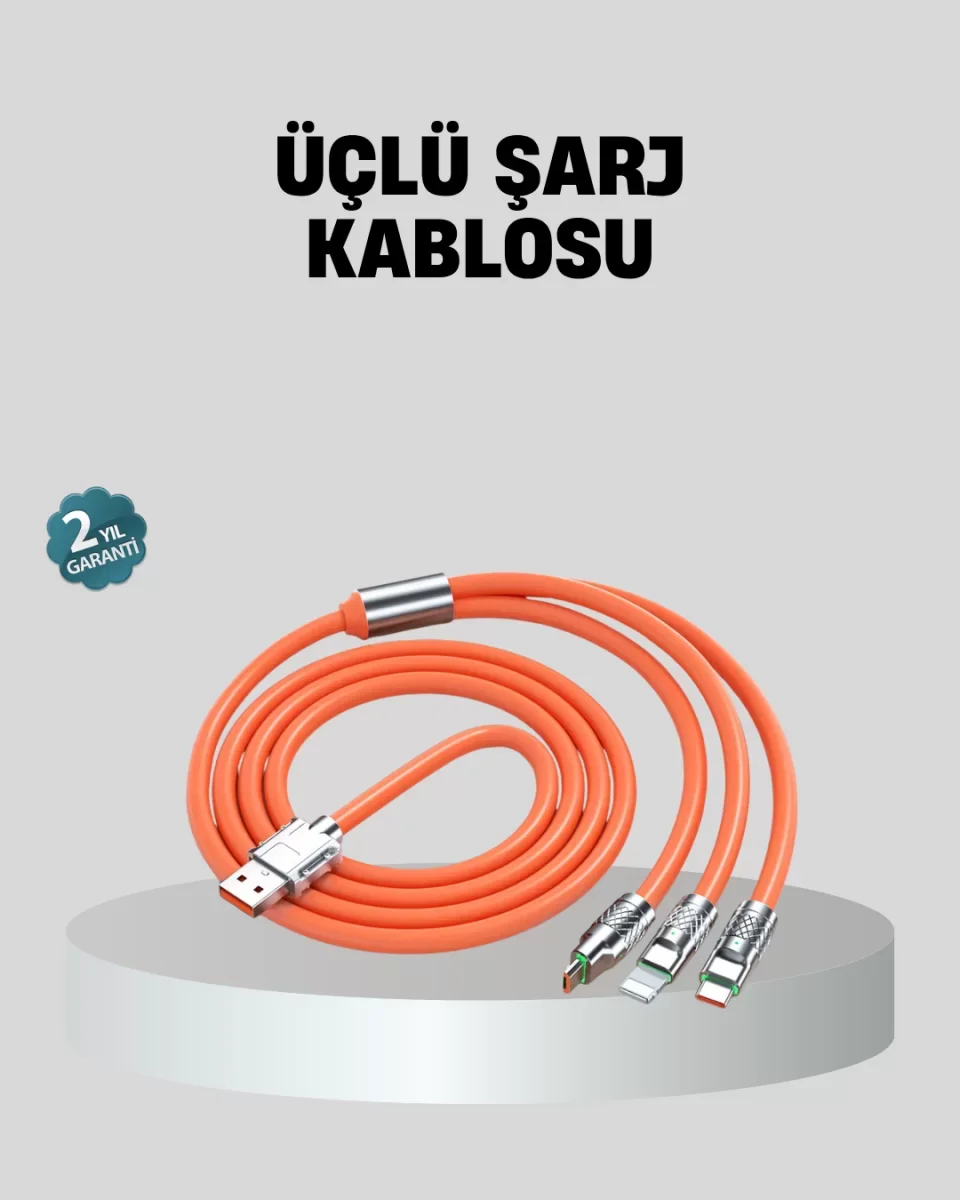 ÜÇLÜ Şarj Kablosu – Yüksek Hızlı, Dayanıklı ve Uzun Ömürlü - Lisi