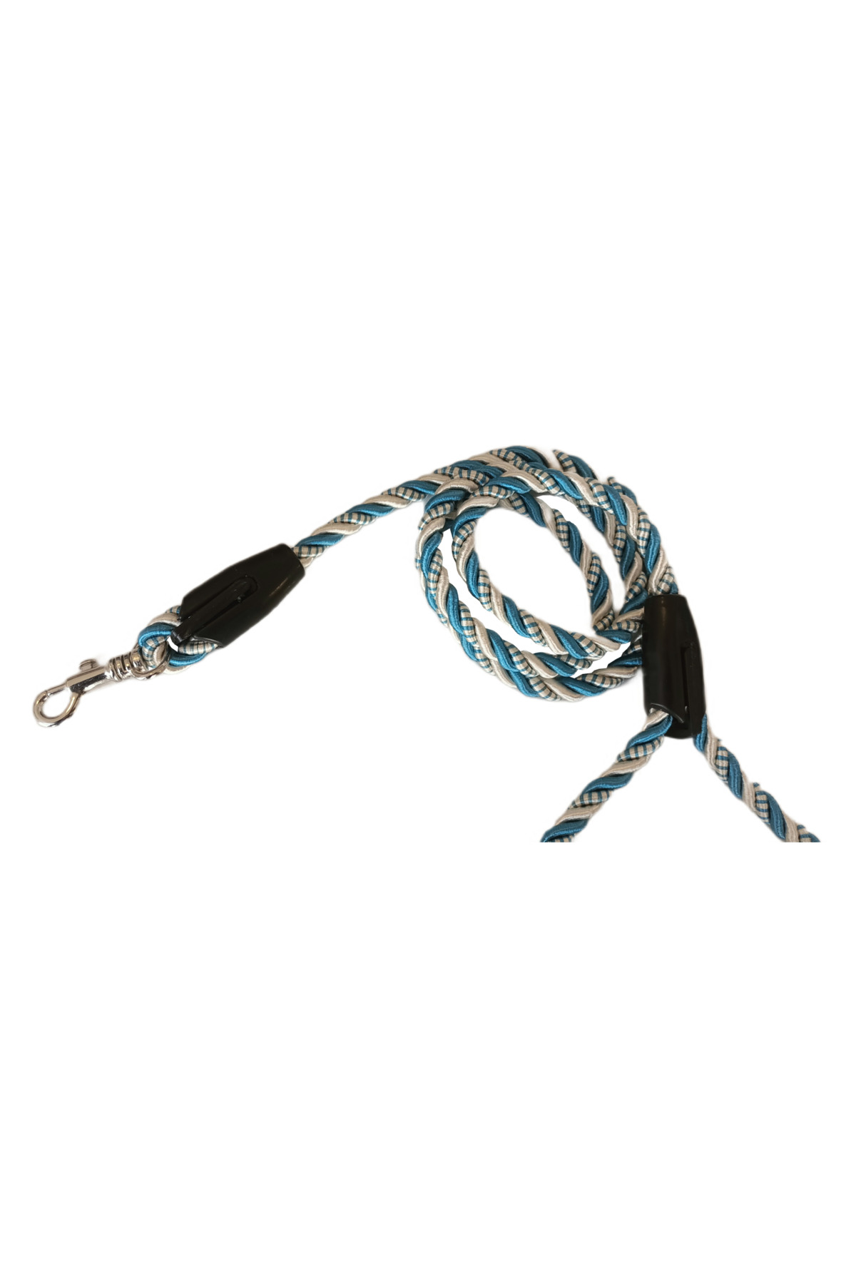 Üçlü Sarmallı Köpek Gezdirme Halatı 1 Cm-120 Cm Mavi Beyaz