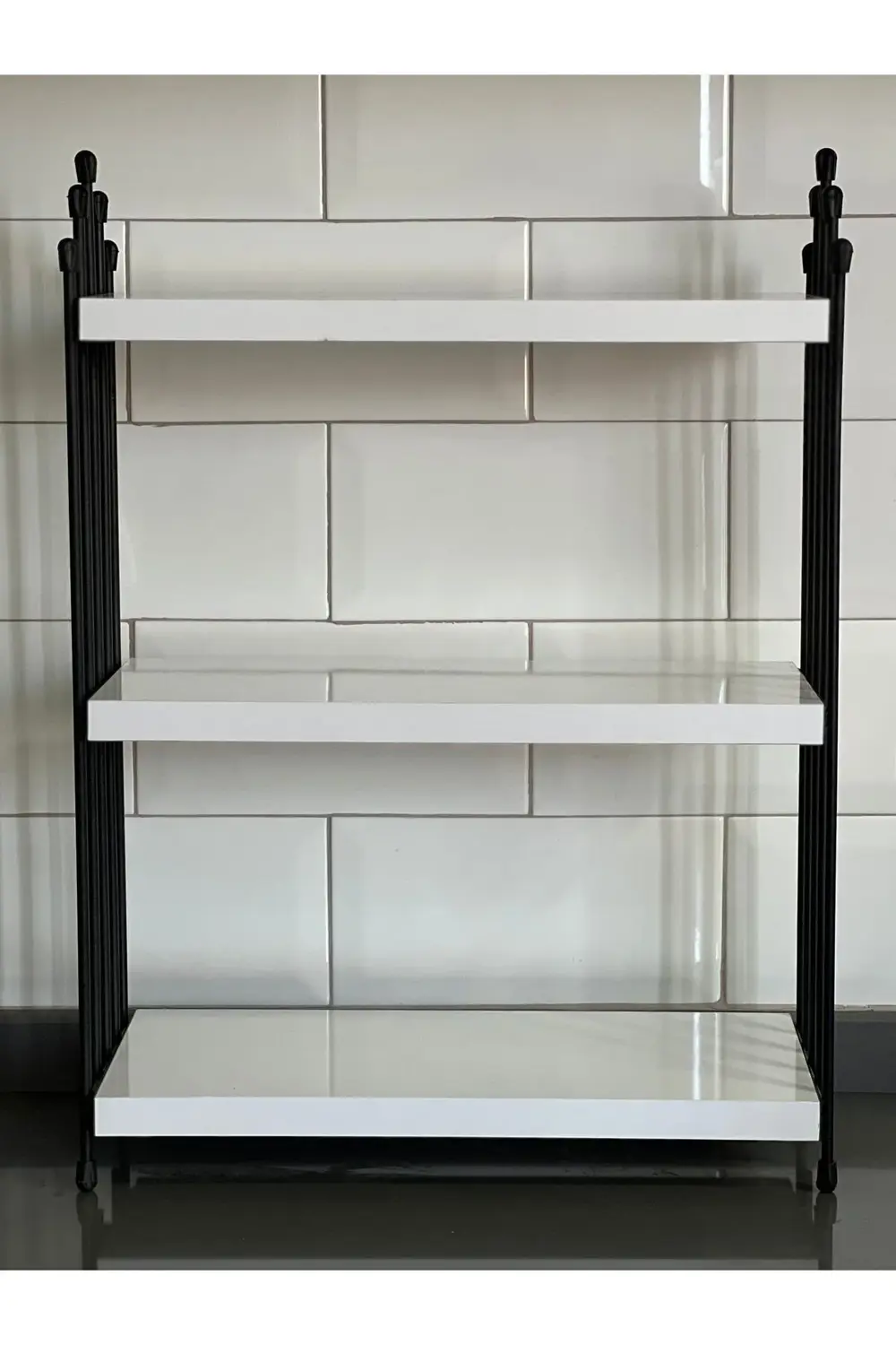 ÜÇLÜ TEL RAF Mutfak Raf BEYAZ Tezgah Üstü Raf Kahve Köşesi Raf Ba