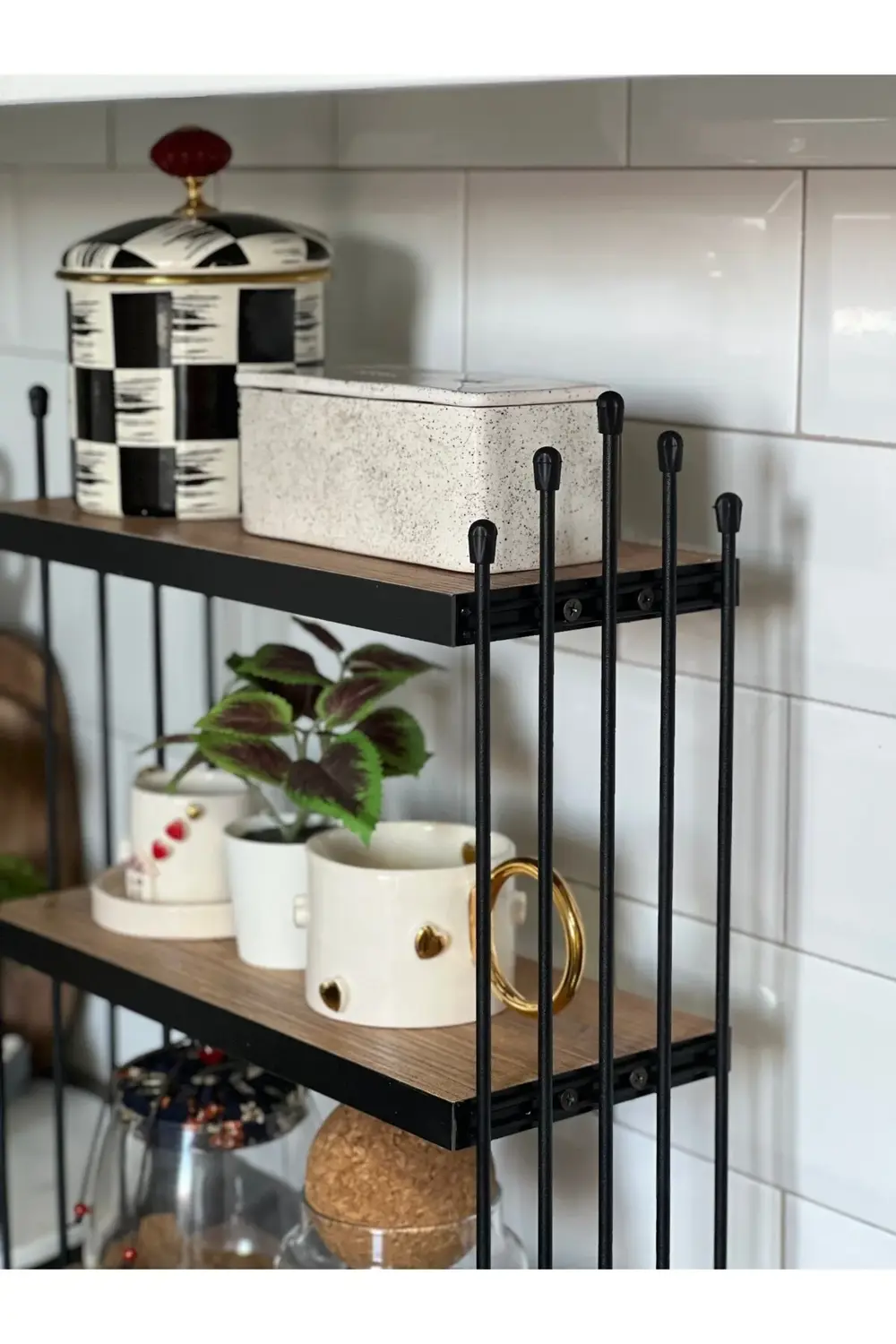 ÜÇLÜ TEL RAF Mutfak Raf ÇAM Tezgah Üstü Raf Kahve Köşesi Raf Bany