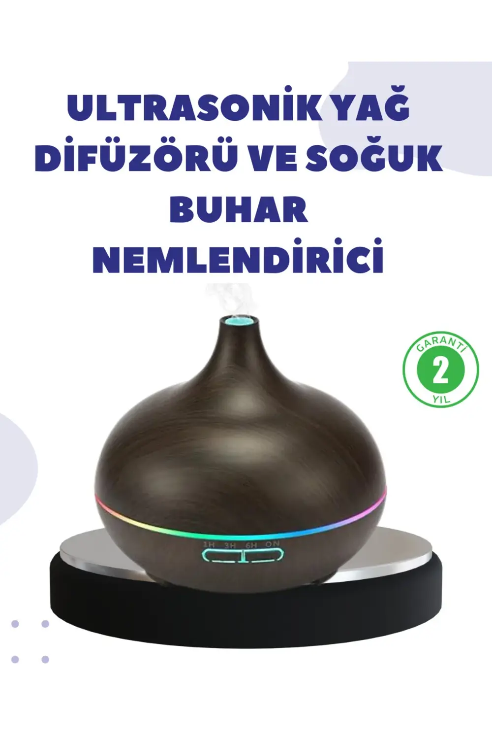 Uçucu Yağ Uyumlu Renkli LED Işıklı Nemlendirici