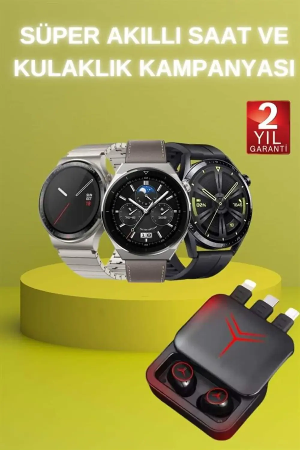 Ucuz Kaliteli Akıllı Saat ve Powerbank Bluetooth Kulaklık 5.1 Ste