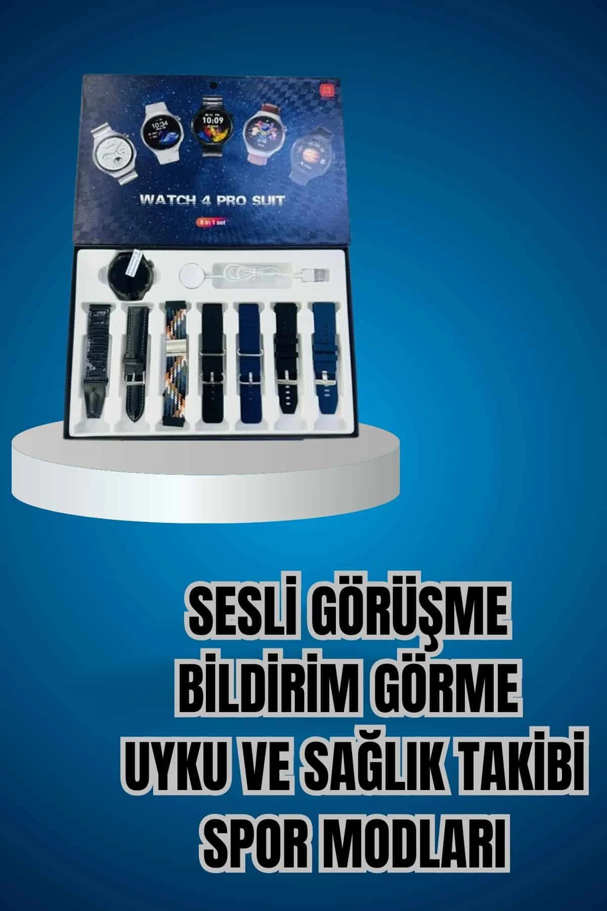 Ucuz Kaliteli Yeni Nesil 7 Kordonlu Akıllı Saat ve Kablosuz Bluetooth Kulaklık ANC Özelliği