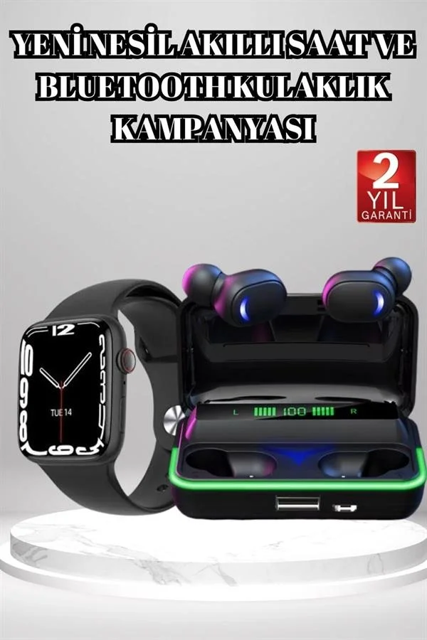 Ucuz ve Kaliteli Kulaklıklı Saat Seti Bluetooth Bağlantılı Akıllı Saat ve Kulaklık Fiyatı, Yorumları ve Özellikleri