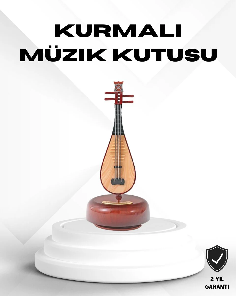 Ud Figürlü Müzik Kutusu: Zarif Melodili Ahşap Dekoratif Model