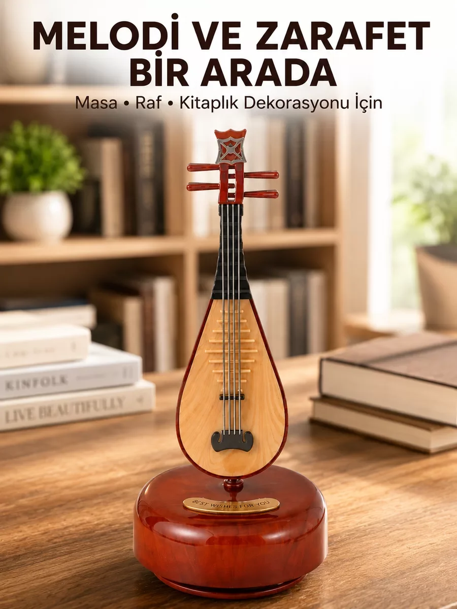 Ud Sembolü Müzik Kutusu Estetik Tasarım - Huzur Verici Melodi ve Yüksek Kalite Ahşap Dekorasyon