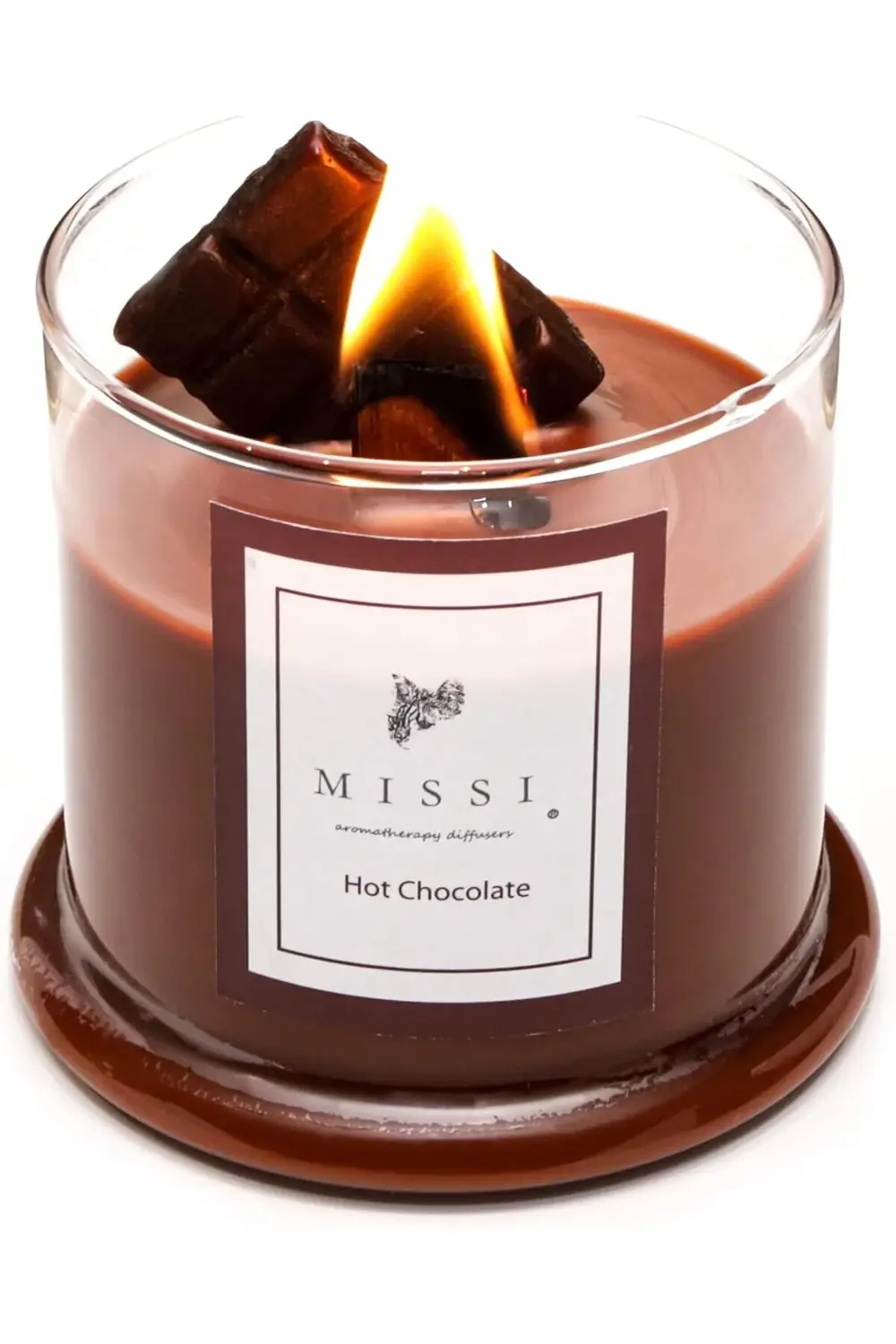 Üfleme Cam Ahşap Fitilli Hot Chocolate Vegan Mum (380 gr) 1185222