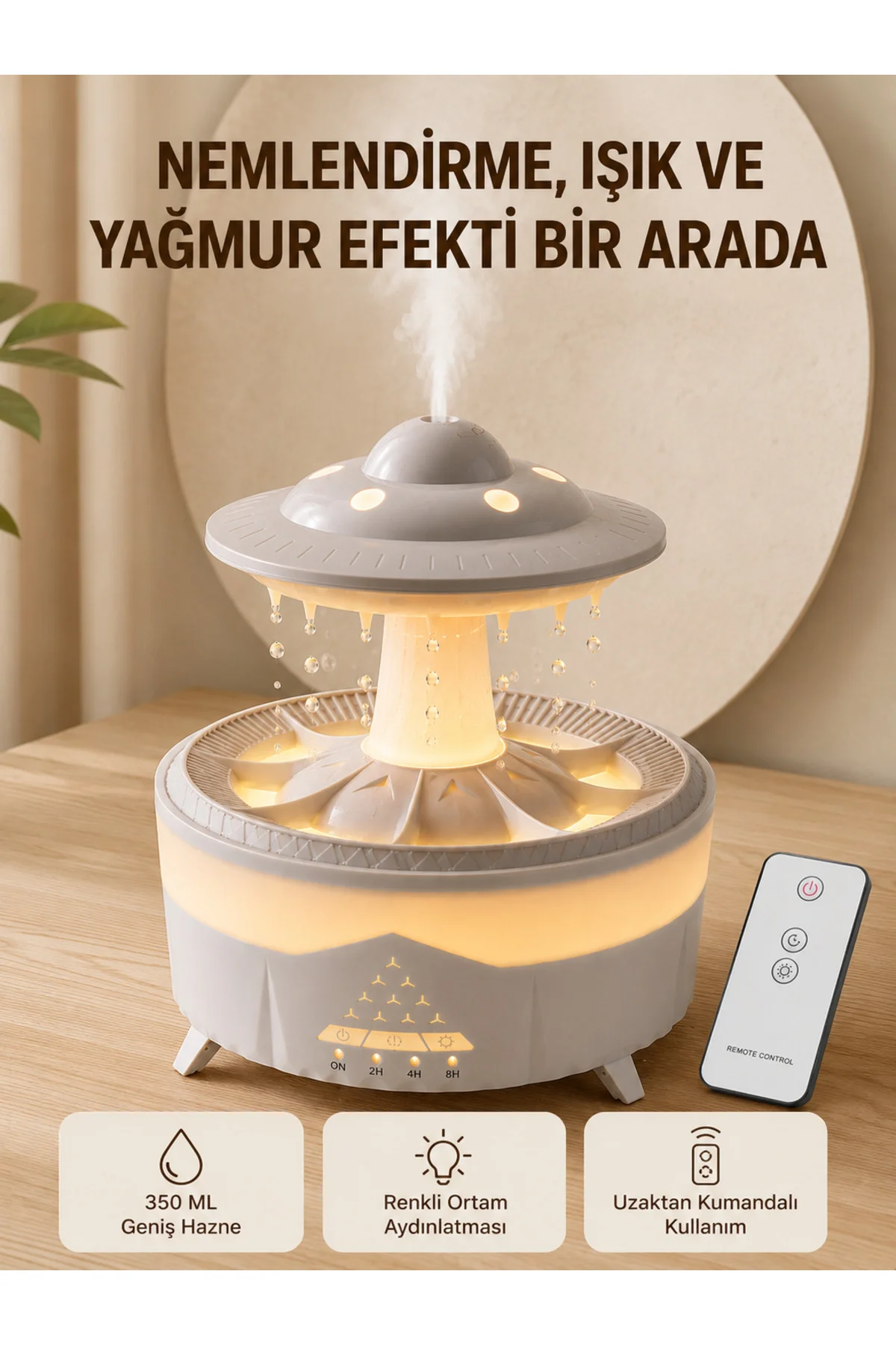 UFO Yağmur Efektli Hava Nemlendirici 350 ML RGB Işıklı Uzaktan Kumandalı UFO Yağmur Efektli Hava Nemlendirici 350 ML RGB Işıklı Uzaktan Kumandalı