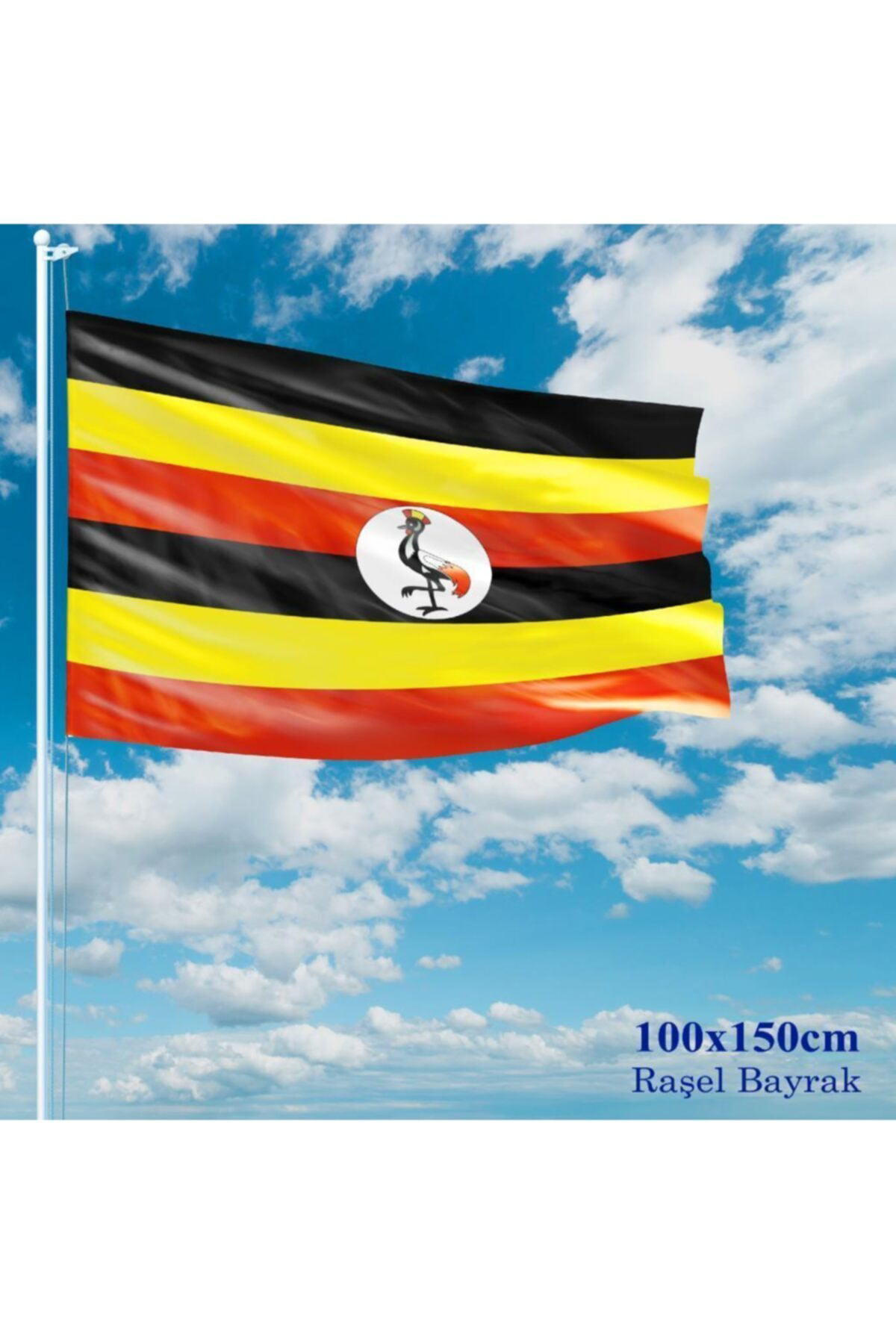 Uganda Bayrağı - 100x150 cm (1 metre x 1,5 metre) - Raşel Kumaş