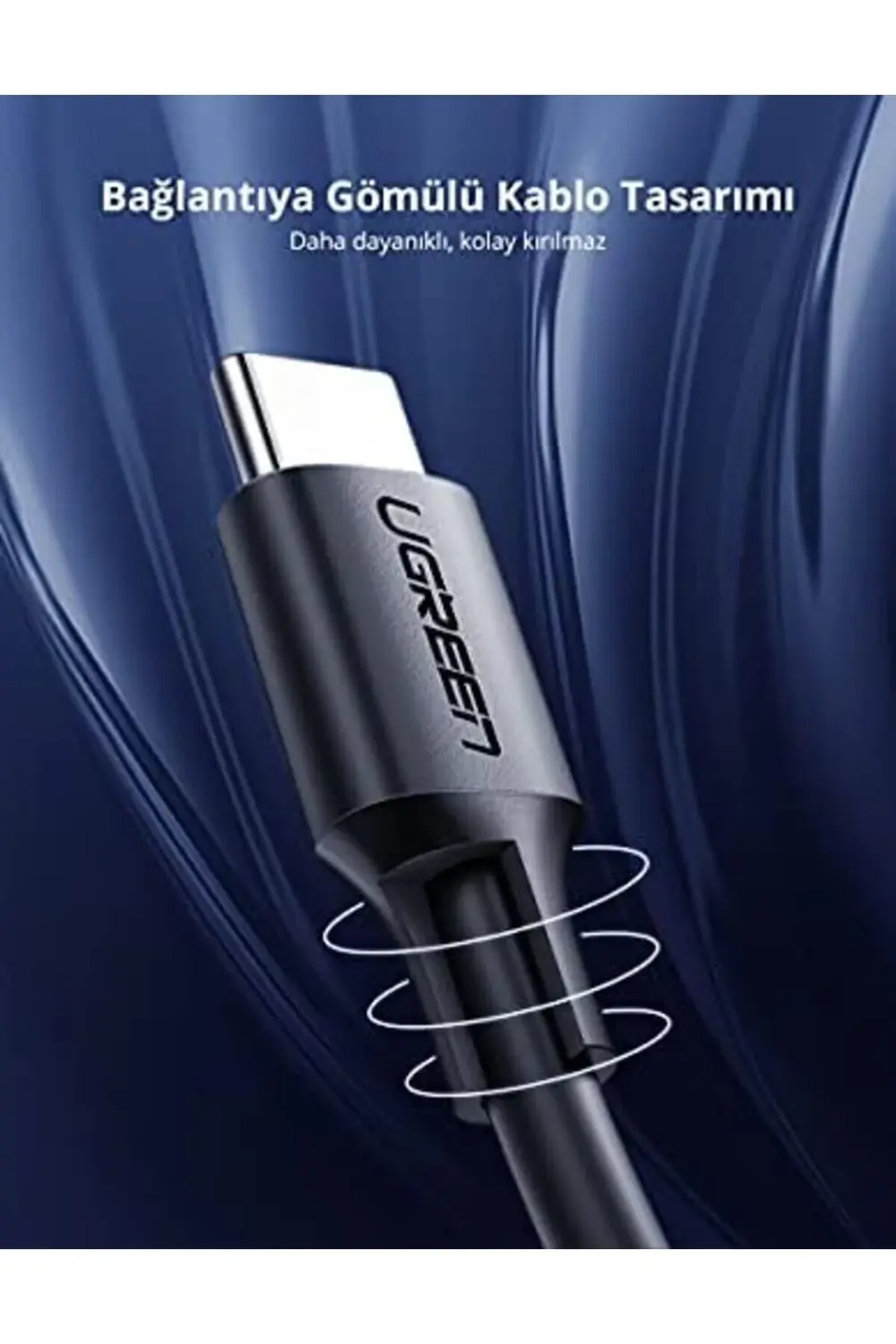 UGREEN 2.0 A TYPE-C TYPE-C Data ve Şarj Kablosu, 1.5 Metre, Siyah