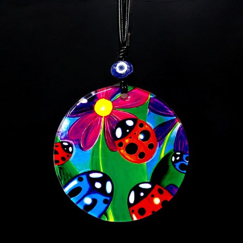 Woody Sofia Uğur Böcekli Cam Duvar Dekoru Hediyelik Süs