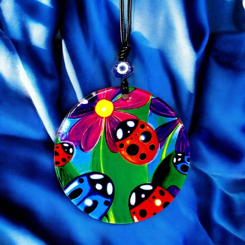 Woody Sofia Uğur Böcekli Cam Duvar Dekoru Hediyelik Süs