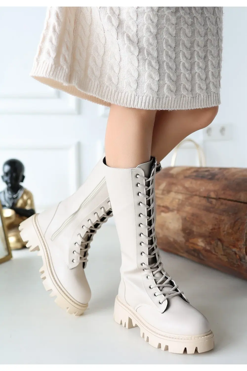 Uliza Bej Cilt Bağcıklı Çizme