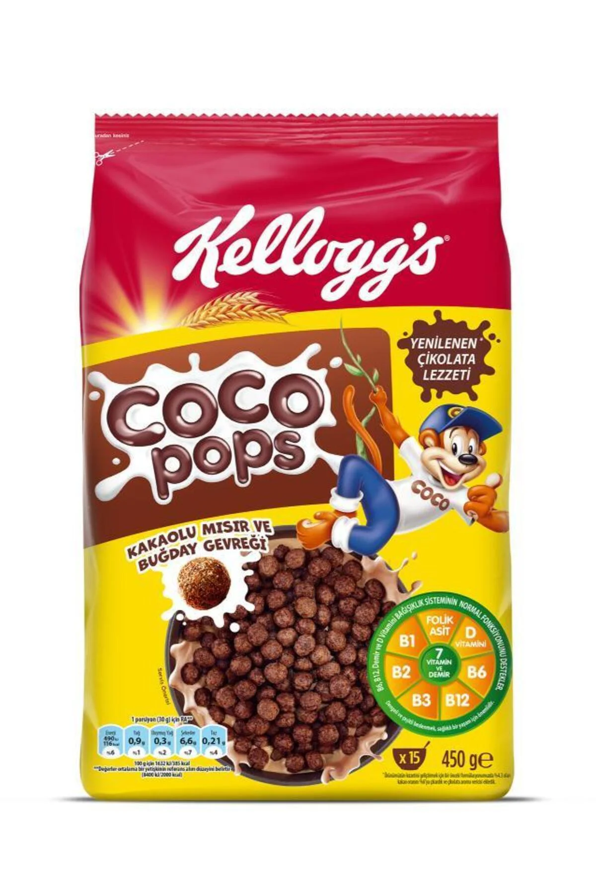 ÜLKERCoco Pops Çikolatalı Buğday Ve Mısır Gevreği 450 Gr,