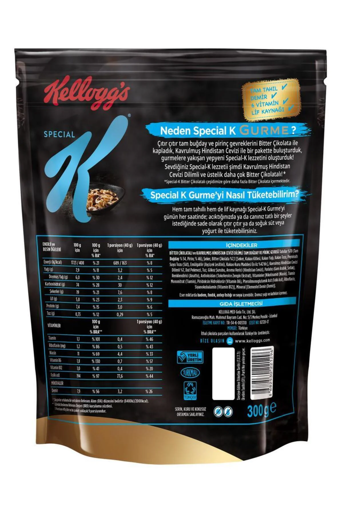 ÜLKERSpecial K Bitter Çikolatalı&hindistan Cevizi Dilimli 300 Gr,