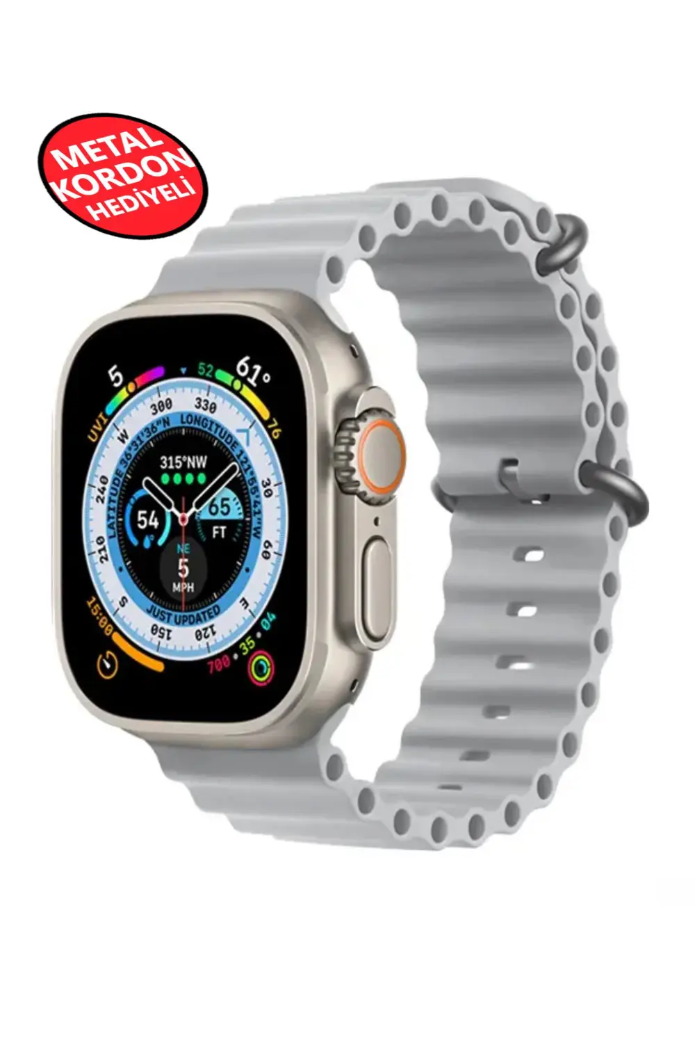 Ultra 2 Akıllı Saat Çelik Kordon Hediyeli Gri Kasa 49mm Nfc Bildi