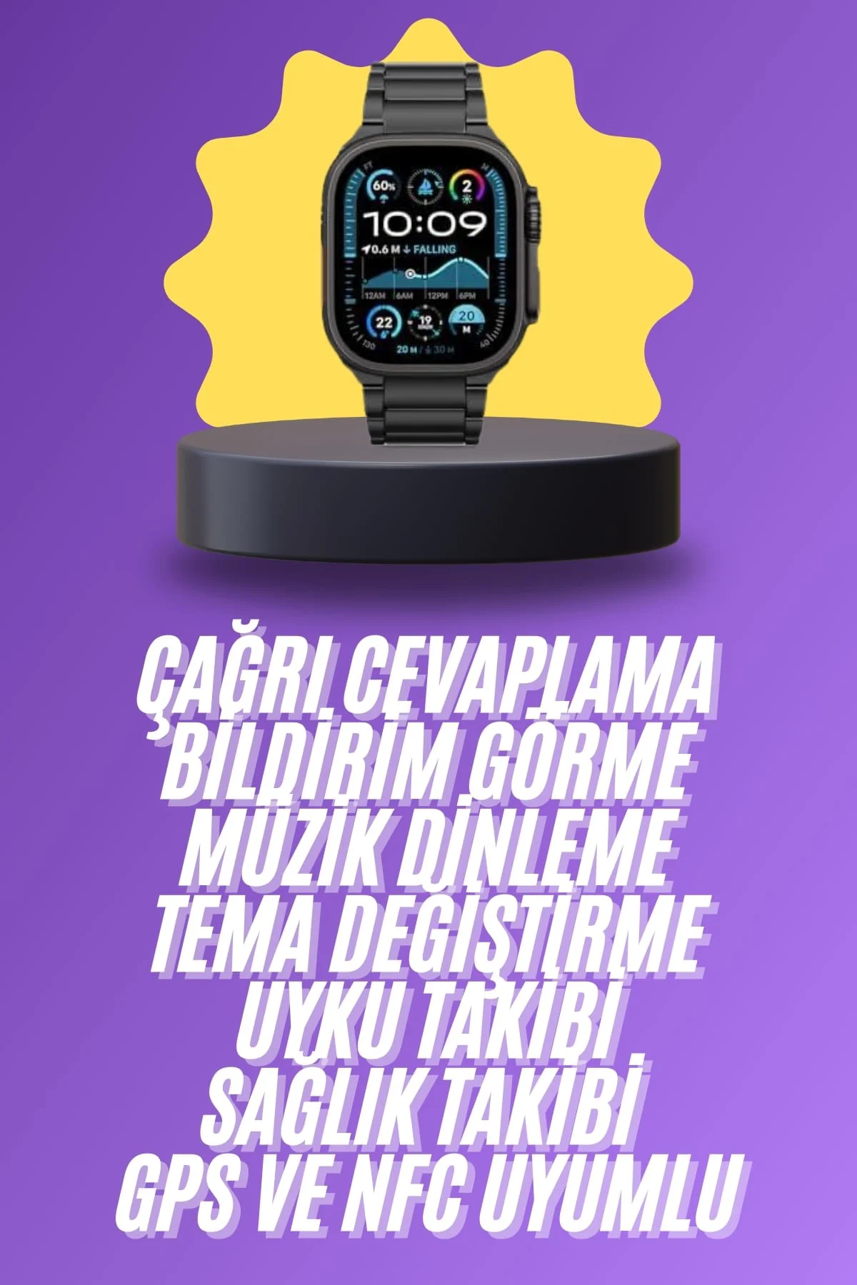 Ultra 3 Kordonlu Amoled Ekran Akıllı Saat Çok Fonksiyonlu Uyku ve Sağlık Takibi
