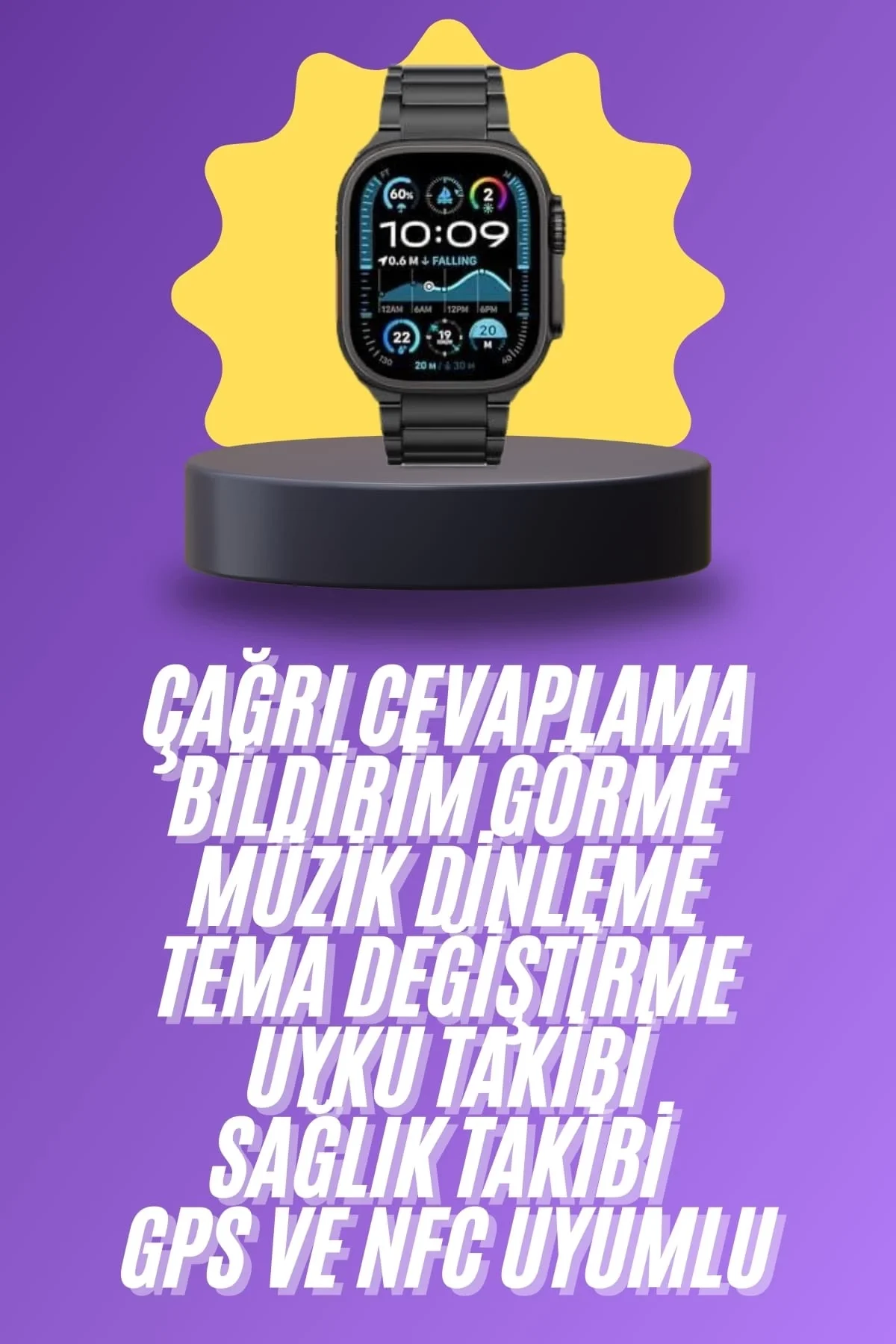 Ultra 3 Kordonlu Amoled Ekran Akıllı Saat Çok Fonksiyonlu Uyku ve Sağlık Takibi