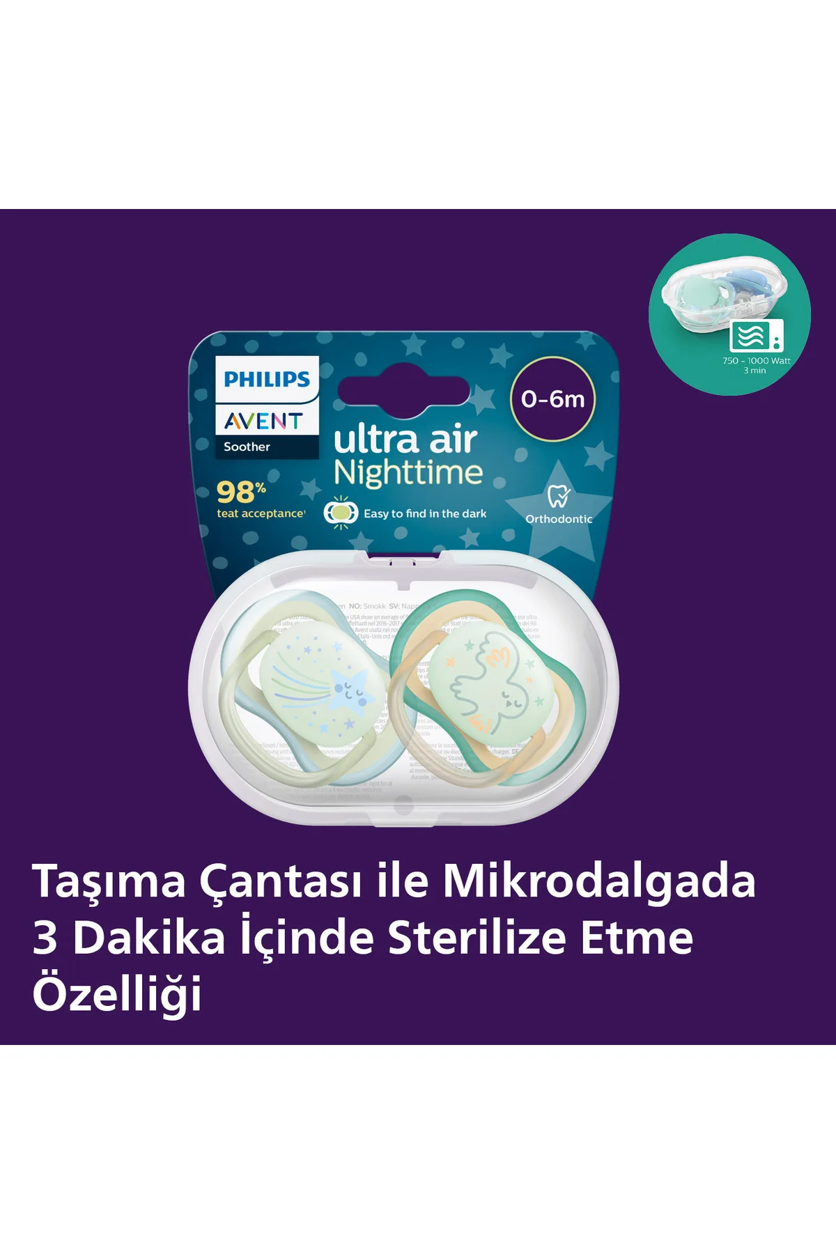 Ultra Air Gece Emziği 0-6 Ay, 2'li Erkek, SCF376/18