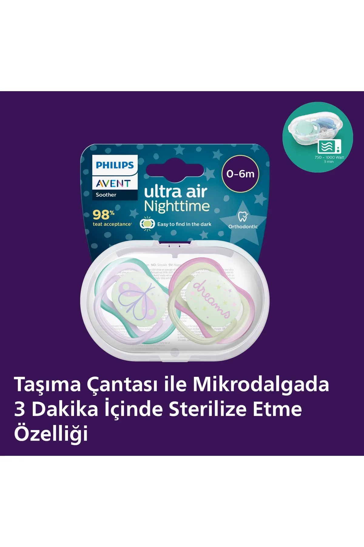 Ultra Air Gece Emziği 0-6 Ay, 2'li Kız, SCF376/19