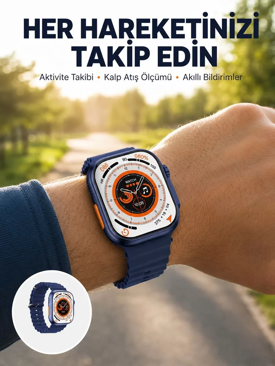 Ultra Akıllı Saat 2.05 İnç Büyük Ekran Bluetooth Aramalı IP67 Yen