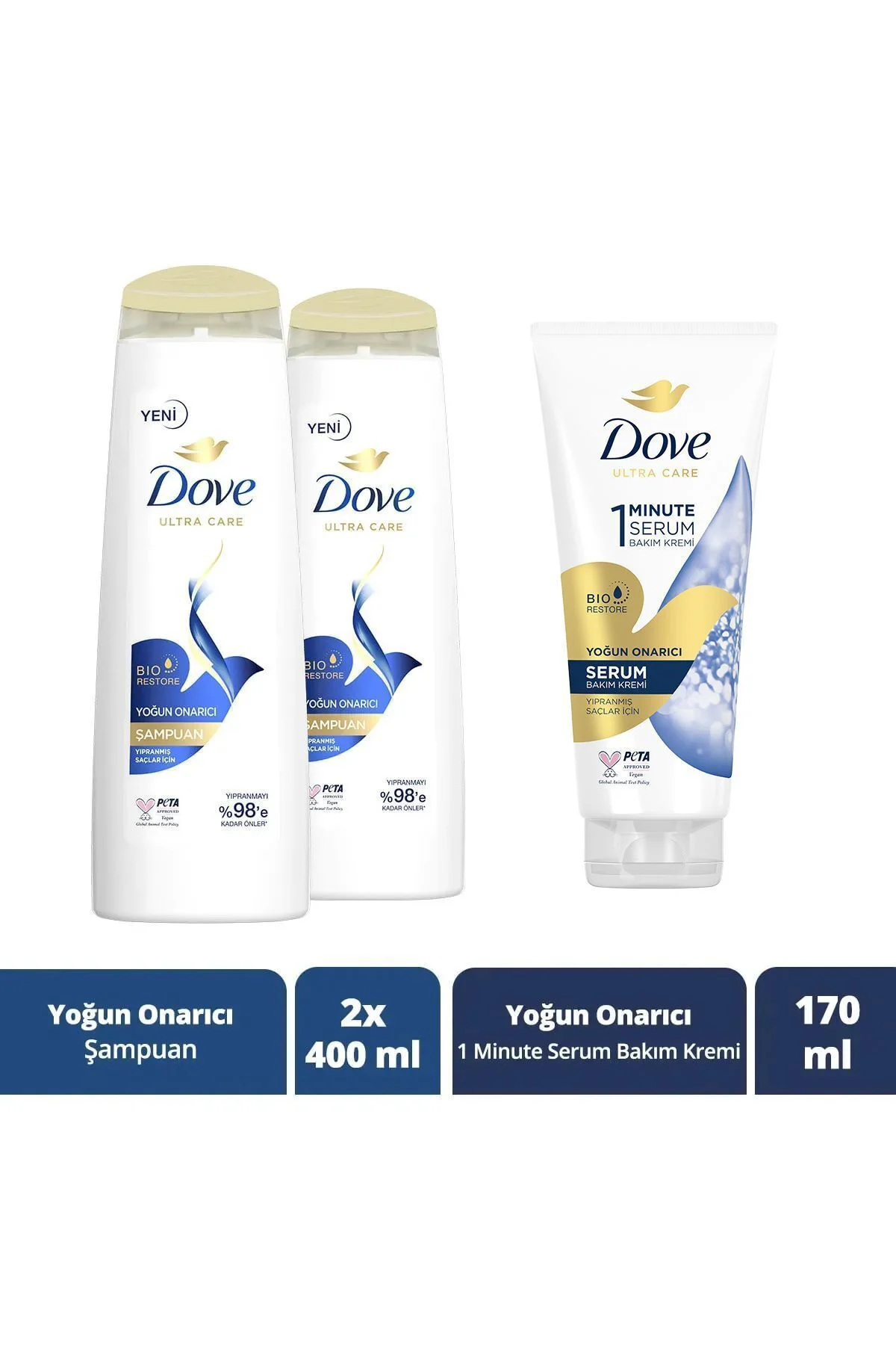Ultra Care Saç Bakım Şampuanı Yoğun Onarıcı 400 ml X2 1 Minute Serum Bakım Kremi 170 ml Ultra Care Saç Bakım Şampuanı Yoğun Onarıcı 400 ml X2 1 Minute Serum Bakım Kremi 170 ml