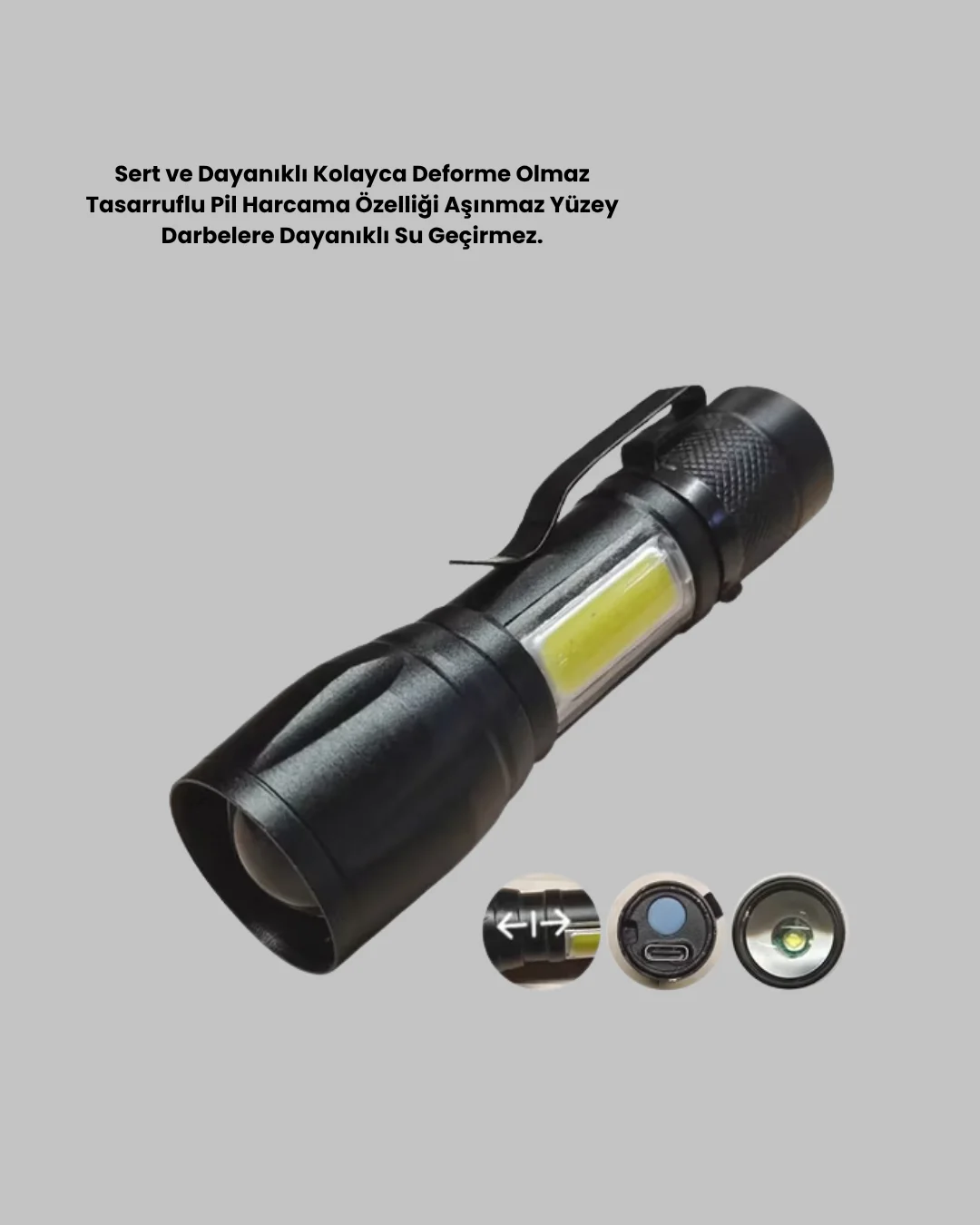Ultra Dayanıklı 4 Mod Şarjlı Işıldak | Suya ve Darbeye Dayanıklı | 100.000 Saat LED Ömrü Ultra Dayanıklı 4 Mod Şarjlı Işıldak | Suya ve Darbeye Dayanıklı | 100.000 Saat LED Ömrü