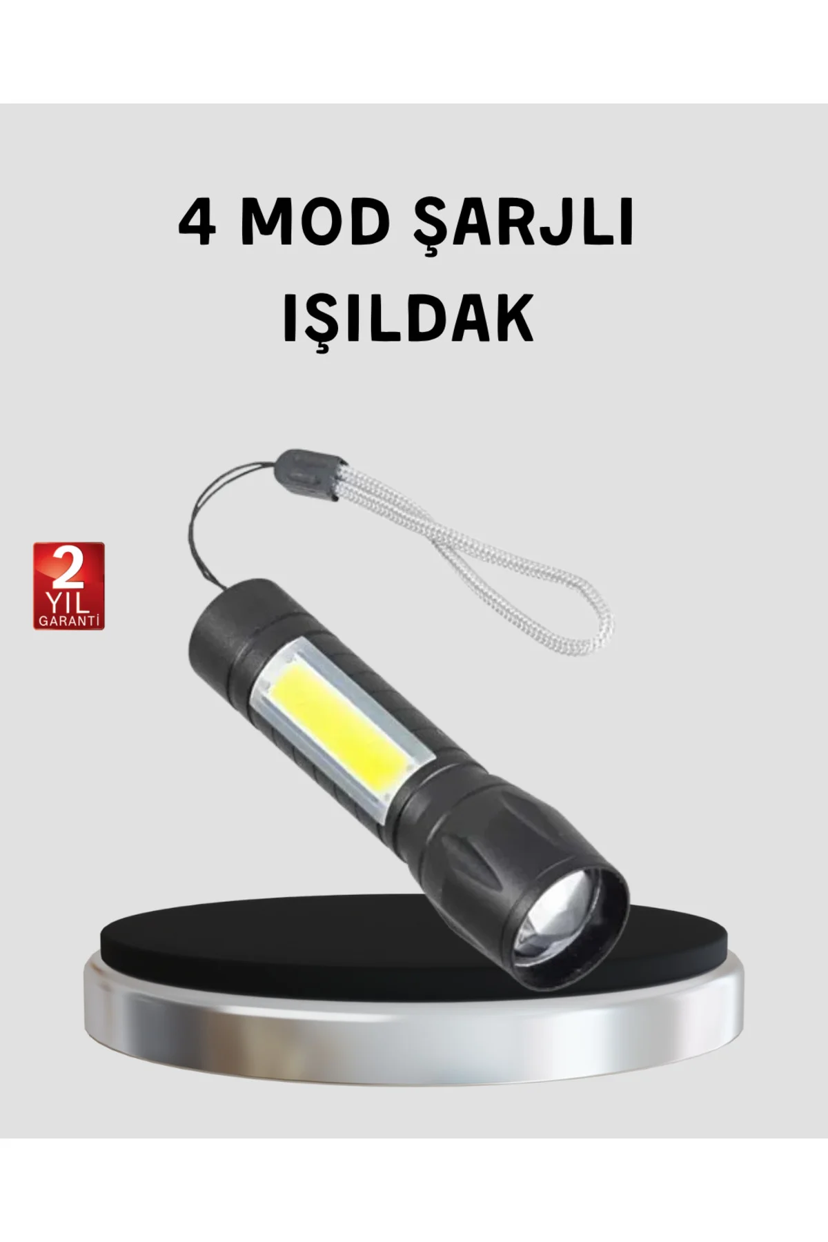 Ultra Dayanıklı 4 Mod Şarjlı Işıldak | Suya ve Darbeye Dayanıklı | 100.000 Saat LED Ömrü