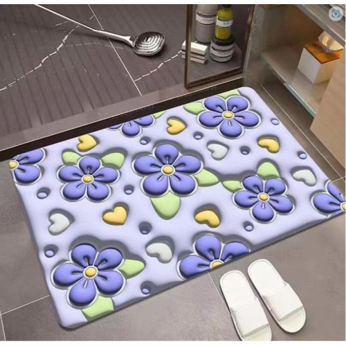 Ultra Emici 3D Çiçekli Banyo Paspası Ultra Emici 3D Çiçekli Banyo Paspası